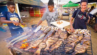 EXTREME Street Food in Africa SEAFOOD MOUNTAIN on Beach in Dakar Senegal [upl. by Susumu]