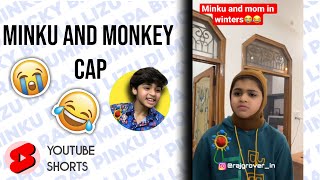 Minku and monkey cap😭😂  Raj grover  shorts [upl. by Ecaidnac]