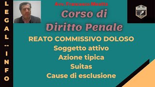 Reato commissivo doloso  Azione tipica  Dolo Suitas ed altri istituti Lezione diritto penale 20 [upl. by Wildon]