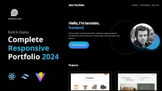 React JS projects  Complete responsive portfolio website build with Tailwind CSS  2024 [upl. by Nosidda]