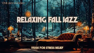 Autumn in the Forest  Cozy Cabin Ambience with Jazz Rain and Fireplace for Relaxation 🍁 [upl. by Dinny]