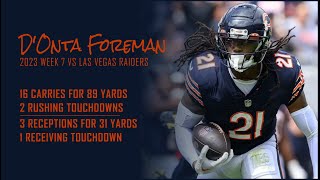 DOnta Foreman Every Run and Catch vs Las Vegas Raiders  2023 Week 7  Fantasy Football Film [upl. by Hurlee]