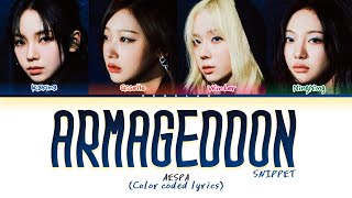 SNIPPET AESPA Armageddon lyrics Color coded lyrics [upl. by Shama927]