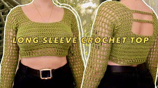 make a long sleeve crochet top with me [upl. by Aleusnoc]