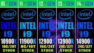 INTEL i9 14900K vs INTEL i9 13900K vs INTEL i9 12900K vs INTEL i9 11900K vs INTEL i9 10900K [upl. by Ahsienal]