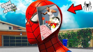 Shin Chan amp Dhanu Dino Controlling Spider Man amp Got all Super Powers Dhanu Anna GTA 5 in Telugu [upl. by Hanauq]