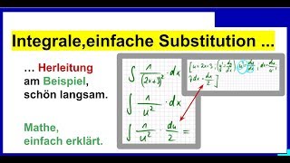 Integralrechnung mit einfacher Substitution Herleitung am Beispiel schön langsam [upl. by Newol]