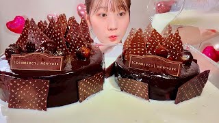 ASMR Chocolate Cake with Milk【Mukbang Eating Sounds】【English subtitles】 [upl. by Cenac]