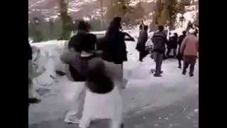 snow falling in murree dangerous slipage funny unbelievable [upl. by Sirahc270]