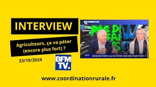 INTERVIEW BFMTV DE VÉRONIQUE LE FLOCH  Agriculteurs ça va péter encore plus fort [upl. by Atsillac537]