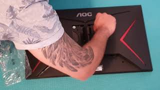 AOC 24G2U Unboxing and Setup  24quot 144hz 1ms 1080p Gaming Monitor  4Monitor Stand and AOC C32G1 [upl. by Nosnor524]