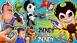 BENDY amp THE INK MACHINE vs HELLO NEIGHBOR FGTEEV AMAZING FROG TATTLETAIL amp FNAF Garrys Mod [upl. by Notsirhc930]