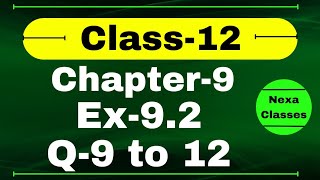 Class 12 Ex 92 Q9 to 12 Math  Chapter9 Class12  Differential Equations  Ex 92 Q9 to 12 Class 12 [upl. by Wavell]