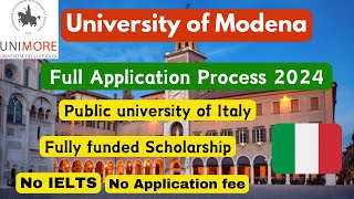 University of Modena Application Process 2024 No IELTS No application fee Public University Italy [upl. by Cima]