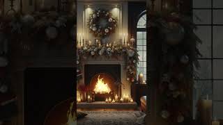 Christmas Ambience 🎄  Winter Fireplace Burning  Falling Snow  Fire Crackling  Christmas Music [upl. by Staw]