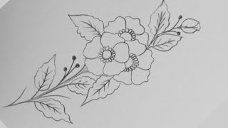 flower drawing with easy methodHow to draw flower step by stepembroidery patternUKarts786 [upl. by Cleland]