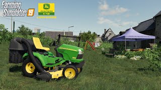 John Deere X748 Lawn mowing  Farming Simulator 19 [upl. by Huppert]