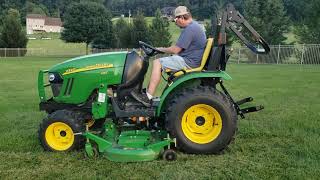 John Deere 2320 compact tractor mowing high grass [upl. by Dion]