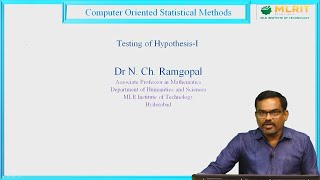 LEC02 COSM  Steps Involved in Testing of Hypothesis by Dr N CH Ramgopal [upl. by Iy]