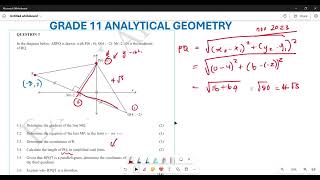 ANALYTICAL GEOMETRY GRADE 11 EXAM QUESTION NOV 2023 Q3 [upl. by Introk]