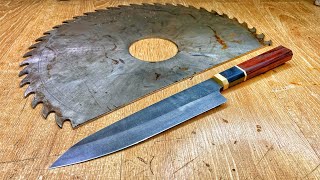 Making a Japanese Kitchen Knife from A Saw DIY [upl. by Ahsenwahs]