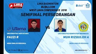 FAUZI R UTAMA VS MUH RIZQULOH UNIKOM Badminton bliblicom WJC 2018 SEMI FINAL [upl. by Nemraciram510]