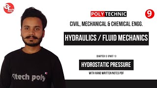 Hydraulics and Fluid Mechanics  Lecture9  Chapter3 Hydrostatic pressure part1  Polytechnic [upl. by Aehsan741]