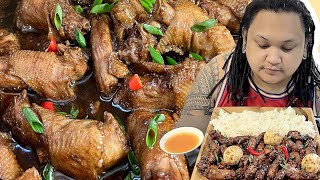 SINILIHANG ADOBONG LEEG NG MANOK  ITLOG MUKBANG [upl. by Audris354]