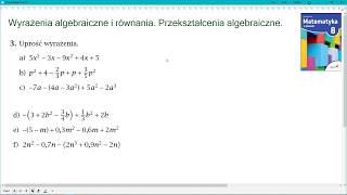 zad 3 str 47 WYRAŻENIA ALGEBRAICZNE I RÓWNANIA Matematyka z plusem 8 [upl. by Airlie836]