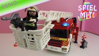 Playmobil Feuerwehr deutsch  Leiterfahrzeug Aufbau und Demo Leiterwagen [upl. by Bowe717]