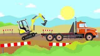 The Excavators and Trucks and Bulldozer  Street Vehicles for children  cartoon animation truck [upl. by Latini]