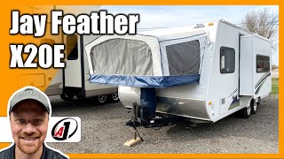 SOLD SUV Towable RV 2011 Jayco X20E Jay Feather Ultralite Hybrid Travel Trailer Review [upl. by Whetstone]