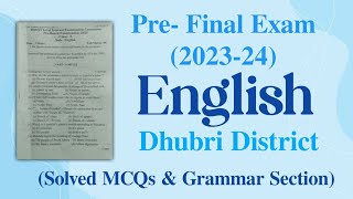 PreFinal Exam 202324  English Solve MCQs  Dhubri District Class X  You can learn [upl. by Nicholle]