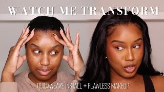 WATCH ME TRANSFORM DETAILED QUICK WEAVE INSTALL  FLAWLESS MAKEUP  NADULA HAIR [upl. by Athalia79]