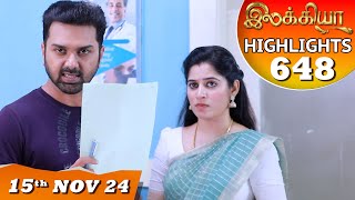 Ilakkiya Serial  EP 648 Highlights  15th Nov 2024  Shambhavy  Nandan  Sushma Nair [upl. by Keeryt338]