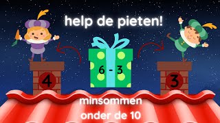 Maak Sommen en Help de Pieten 🎁  Minsommen onder de 10  Thema Sinterklaas [upl. by Ruffo]