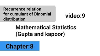 Recurrence relation for cumulant of Binomial distribution [upl. by Ateuqal]