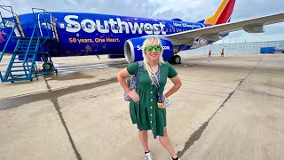 First Passengers on Walt Disney World amp SouthWest Airlines NEW 50th Anniversary Themed Plane [upl. by Creighton]