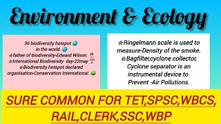 Important facts on Environment amp Ecology 🌱🌳TET SPSC WBCS RAIL WBP SSC CLERK [upl. by Animsaj]