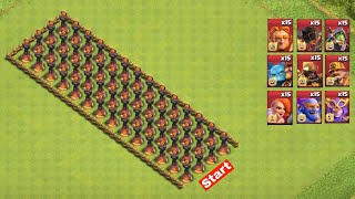 15x Super Troops Vs 56x Level 1 Inferno Tower Base Clash Of Clans [upl. by Racso412]