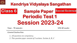 PT1 Question Paper  Class6 Social Science  SSt Sample Paper  Kendriya Vidyalaya [upl. by Laurence]