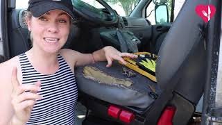 How to Reupholster a Sprinter Van Car Seat the Cheap and Easy Way  FnA Van Life [upl. by Warila]