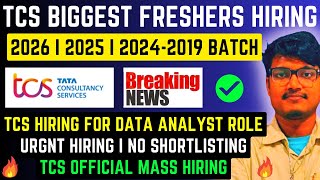 TCS Biggest Freshers Mass Hiring  TCS Mega OFF Campus Drive For 2024  2026  2025 20232019 BATCH [upl. by Nikola]