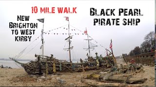 New Brighton to west Kirby ten Mile coastal walk  Wirral UK  black pearl pirate ship [upl. by Cowles]