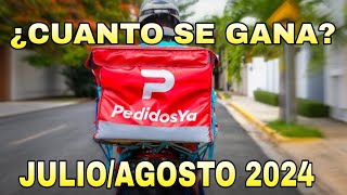 CUANTO SE GANA EN PEDIDOS YA JULIOAGOSTO 2024 ARG pedidosya rider [upl. by Refinne341]