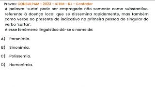 353 Prova de concurso público CONSULPAM  2023  ICTIM  RJ  Contador [upl. by Ennayt]