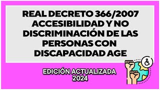 Real Decreto 3662007 accesibilidad y no discriminación de las personas con discapacidad [upl. by Elimaj]