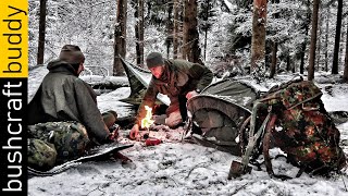 Bivvy Snow Overnighter  Dakota Fire  Carinthia Observer  Winter Bushcraft  Primus Omnilite TI [upl. by Fidelity]