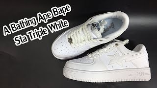 A Bathing Ape Bape Sta Triple White Review [upl. by Norret]