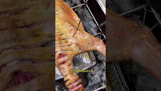 Freshly roasted whole lamb is steaming hot and delicious meat roast food barbecue delicious [upl. by Annaehr]